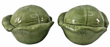Vintage Green Lettuce Cabbage Head Vegetables Salt and Pepper Shakers    picture