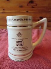 Vintage Trenton Lodge No 5 F&AM Porcelain Mug Masonic 1987 200th Anniversary picture