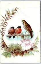 Postcard - Birds & Leaves Embossed Print - Birthday Greetings picture