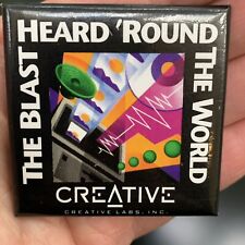 VTG 90s Creative Labs Pin The Blast Heard Round the World Square Great Graphics  picture