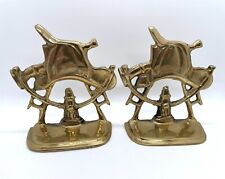 Vintage Solid Brass Firefighter Helmet Water Hydrant Bookends Set Of 2 Taiwan    picture