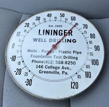 Vintage LININGER WELL DRILLING Thermometer Greenville Pennsylvania Distressed picture