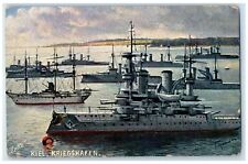 c1910's Kiel Kriegshafen Steamer British Navy Oilette Tuck's Antique Postcard picture