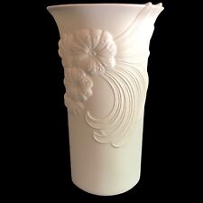 Kaiser Germany White Bisque Porcelain Flower Vase Contemporary Floral Relief picture