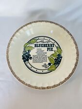 Vintage 1983 Royal China BLUEBERRY PIE Country Harvest Recipe Dish MCM Cottage picture