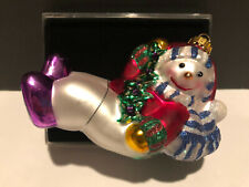 Handmade Artisan Glass Christmas Ornament Snowman  picture