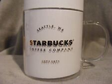 Starbucks 2015 Clear Glass 18 oz Coffee Mug Gold Lettering Seattle WA Est. 1971 picture
