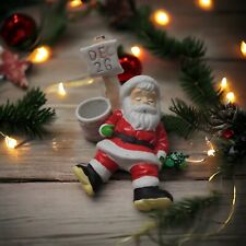 Sleeping Santa Dec 26 Ceramic Santa Christmas Kitsch Candle VTG picture