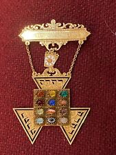 Rare 1907 York Rite Royal Arch  14K Gold Past High Priest Jewel Real Gems picture