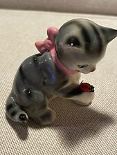 Vintage Bone China Kitten and a Lady Bug Figurine Japan picture