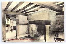 Postcard Shakespeare's House Fireplace England Great Britain UK Hand-colored picture