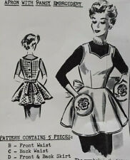 1950s Mail Order Sewing Pattern 5894 Womens Full Apron w/ Pansy Embroidery 6157 picture