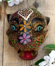 #1 Leopard Jaguar or Tiger Wood Mask Small Sz Handmade Guerrero Mexican Folk Art picture