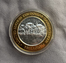 Bellagio Vegas Casino $10 Gaming Token  .999 Silver in Protective Clear Case picture