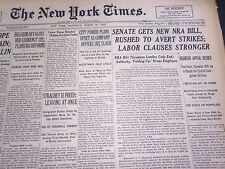 1935 MARCH 30 NEW YORK TIMES - SENATE GETS NEW NRA BILL - NT 4919 picture