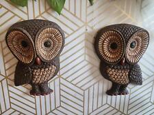 Vintage 1970s Foam Resin Owl Kitsch Wall Art Hanging Decor picture