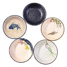 Sushi Sauce Dishes set of 5, Japanese Retro Porcelain Soy Side Dish Bowl Seas... picture