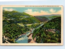 Hawk's Nest West Virginia New River Canyon Aerial View Linen Postcard c.1940 picture
