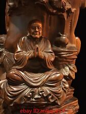 Antique Chinese Old Boxwood Hand Carved Matsushita Dharma Statue Ornament picture