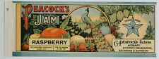 PEACOCK’S Vintage Raspberry Jam Can Label, **AN ORIGINAL 1890’s TIN CAN LABEL** picture