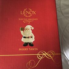 Lenox For the Holidays Christmas Ornament MERRY SANTA holding Christmas Present picture