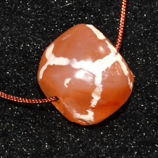 Large Round Ancient Etched Carnelian Longevity Football Bead in Good Condition picture