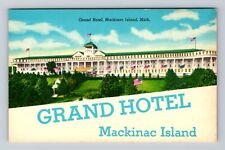 Mackinac Island MI-Michigan, Panoramic View Grand Hotel, Vintage Postcard picture