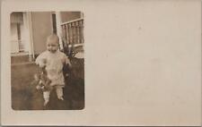 RPPC Postcard Little Girl Holding Steiff Teddy Bear picture