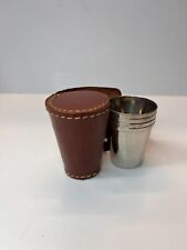 Leather Cased 6 Pc. Nesting Travel Shot Glasses Rumpp Made In Germany 1945-1950 picture