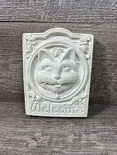 Carruth Studio Whimsical Smiling Cat & Mice Welcome Stone Hanging Plaque 1992 picture