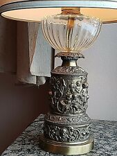 Frederick Cooper Brass Cherub Motif & Glass Table Lamp with 3-Way Switch & Shade picture