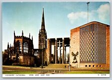 Postcard England Coventry Cathedral Spire and east side Church 4E picture