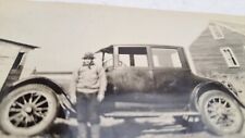 Original Antique Black & White Photo Man With Antique Car picture