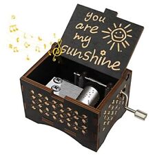 You are My Sunshine Wood Music Box, Laser Engraved Vintage Wooden Musical Black picture