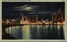 Evening Along The Beach Long Beach California Postcard I372 picture