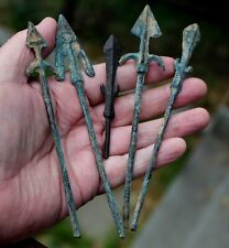 5 Old Handmade Bronze Arrow Spears Lot From Estate Sale picture