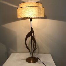 MCM Danish Teak Table Lamp 40” Double Tier Lamp Shade 1960's 1970's picture