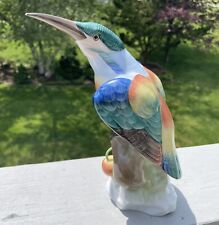 RARE 50s Herend porcelain Bird figurine Kingfisher handpainted Hungary 9” Tall picture