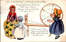 Postcard A Happy New Year If Good Dame Fortune Left.......Spinning Wheel Whitney picture