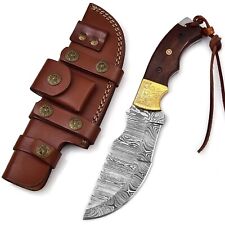 Tracker Knife Hand-Forged Damascus Steel Fixed Blade Hunting W/ Sheath. 9.94