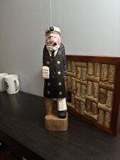 12” Nanco Carved Wooden Ship Captain Figurine Art Collectable Ship Sea picture