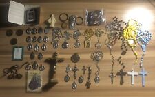 Catholic Religious Items Lot Of 45 Medals, Rosaries, Necklaces, Scapulars, Etc picture