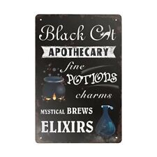 Black Cat Apothecary Witch Metal Sign 8x12 Inch picture