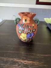Hand Painted Terra Cotta Jug Vase Two Handled picture