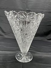 Hofbauer Byrdes Clear Crystal  Vase Fan Shape 9
