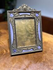 Antique Picture Frame French Gilt Bronze and Purple Guilloche Enamel picture
