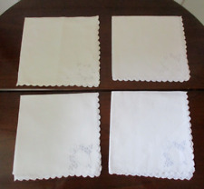 Set of 4 vintage white Madeira linen napkins w/ scalloped edge/wt.floral cutwork picture