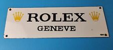Vintage Rolex Luxury Watches Porcelain Sign - Geneve General Store Gas Pump Sign picture