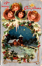 Postcard Christmas Angels R. Tucks #136, Message Woodland Park Church Seattle WA picture