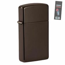 Zippo 49266 Slim Brown Windproof Pocket Lighter + FLINT PACK picture